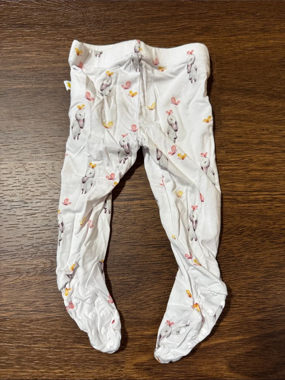 Posh Peanut Athena NB Cream Footed One-Piece with Bunny & Pink/Yellow Accents